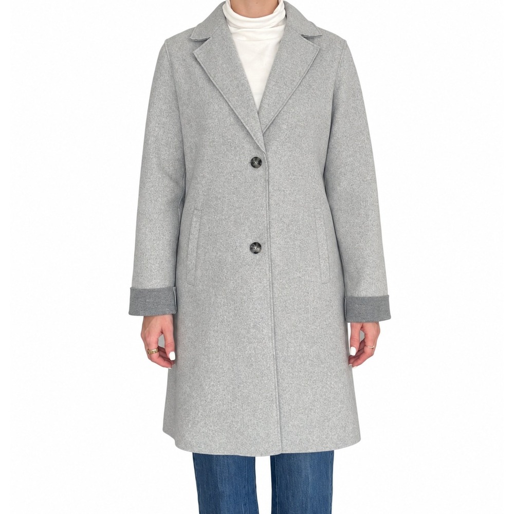 Kenneth Cole Light Gray Longline Tailored Coat Minimalist Classic Overcoat
